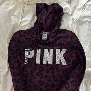 PINK Victoria's Secret Maroon Leopard Hoodie